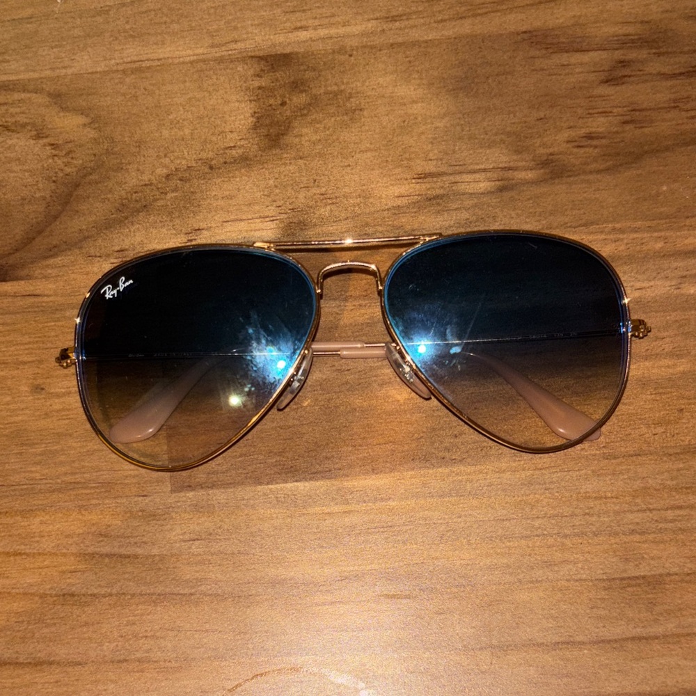 Ray-Ban Aviator Sunglasses - Gold Frame with Gradient Blue Lenses